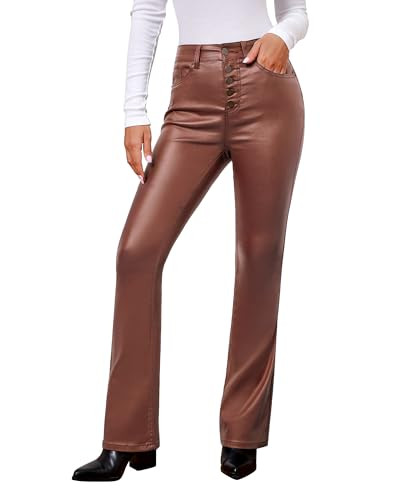 GRAPENT Brown Pants Women Brown Pants Brown Jeans for Women Brown Jeans Brown Faux Leather Pants Brown Faux Leather Pants Women Women'S Brown Jeans Color Brown Size XS X-Small Size 0 Size 2 | Amazon (US)