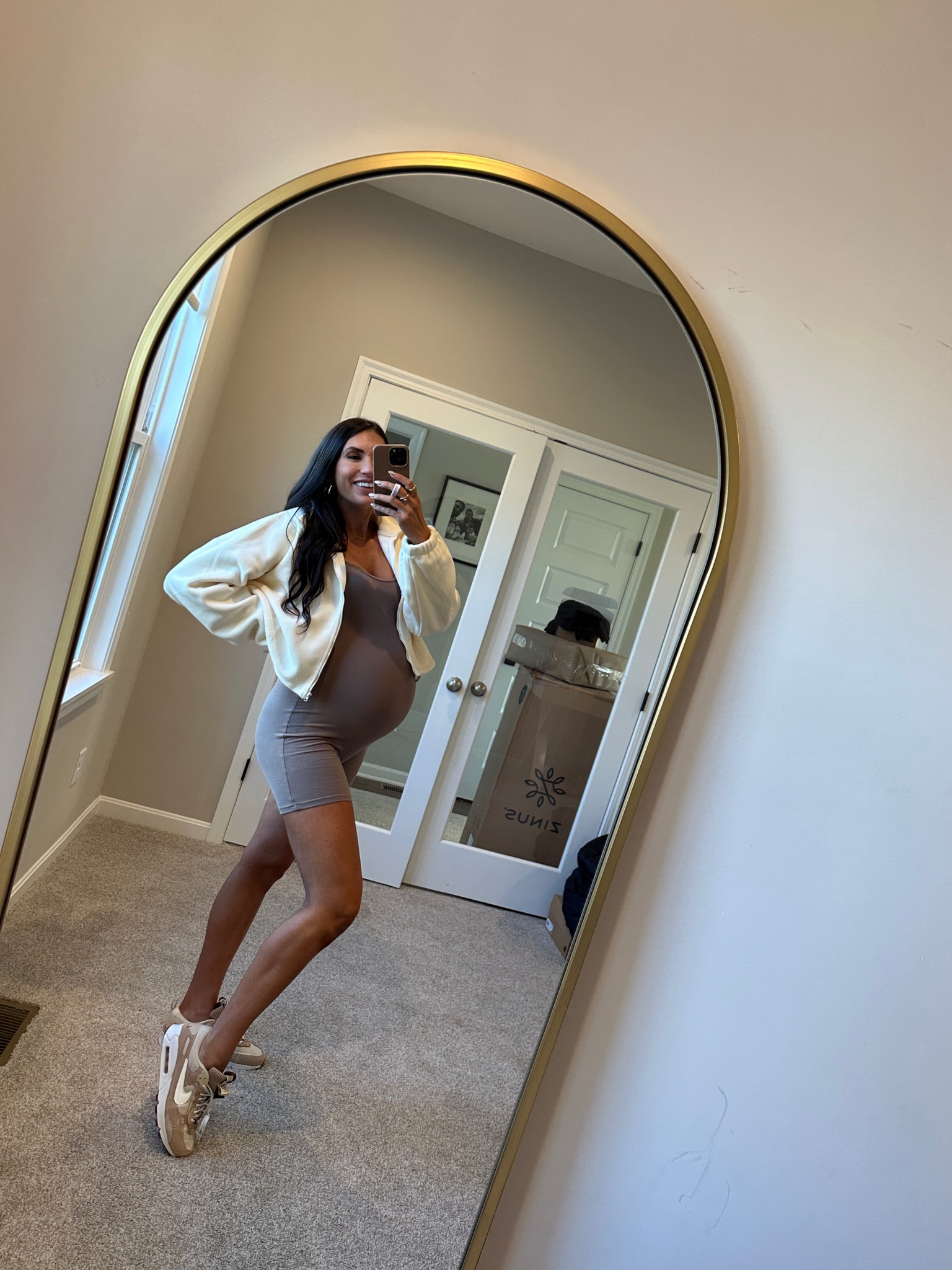 Today’s outfit of the day 
Amazon zip up size medium - so warm
Abercrombie romper size medium - super stretchy! 
Nike air max futura 
Bump style
36 weeks pregnant 


#LTKbump #LTKshoecrush #LTKstyletip