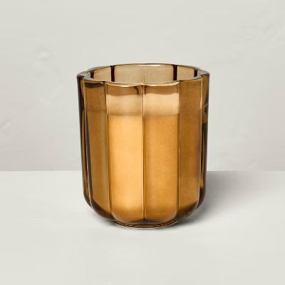 Tinted Glass Harvest Chestnut Scalloped Jar Candle Orange - Hearth & Hand™ with Magnolia | Target