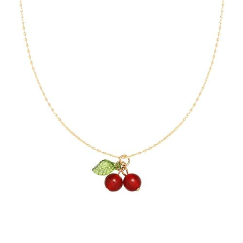 Cute Cherry Pendant Necklaces Faux Pearl Cherry Charms Necklace Kawaii Cherrys Fruit Chain Necklaces Fruits Cute Choker for Women-Cherrys/Chain | Amazon (US)