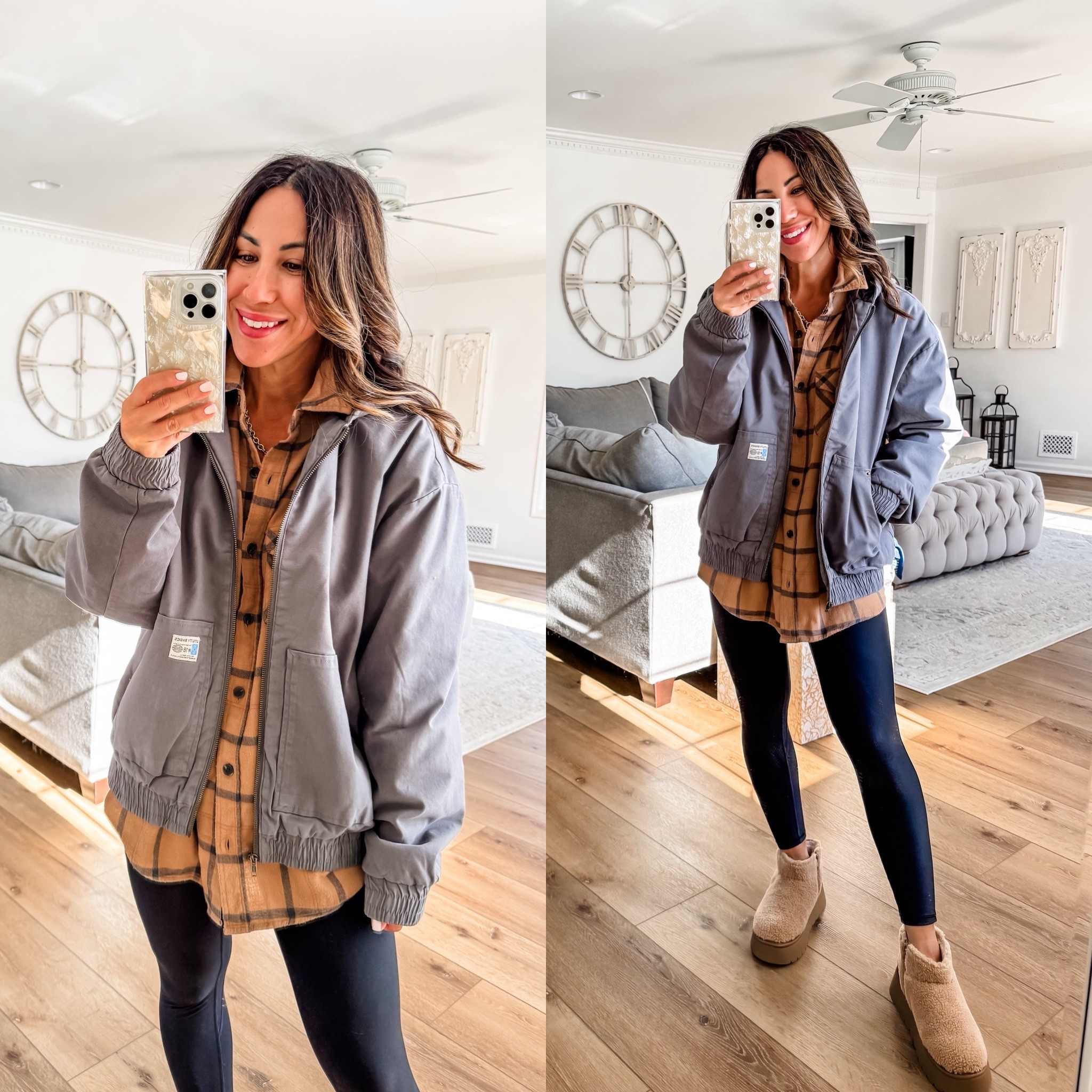 Target style, small, utility jacket, small flannel shirt, small short leggings,  boots TTS

#LTKFindsUnder50 #LTKOver40 #LTKSaleAlert