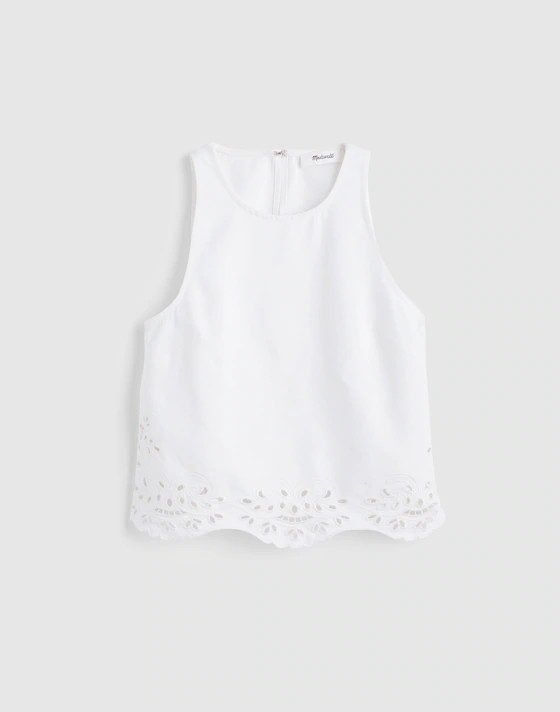 Denim Eyelet Shell Top in Tile White | Madewell