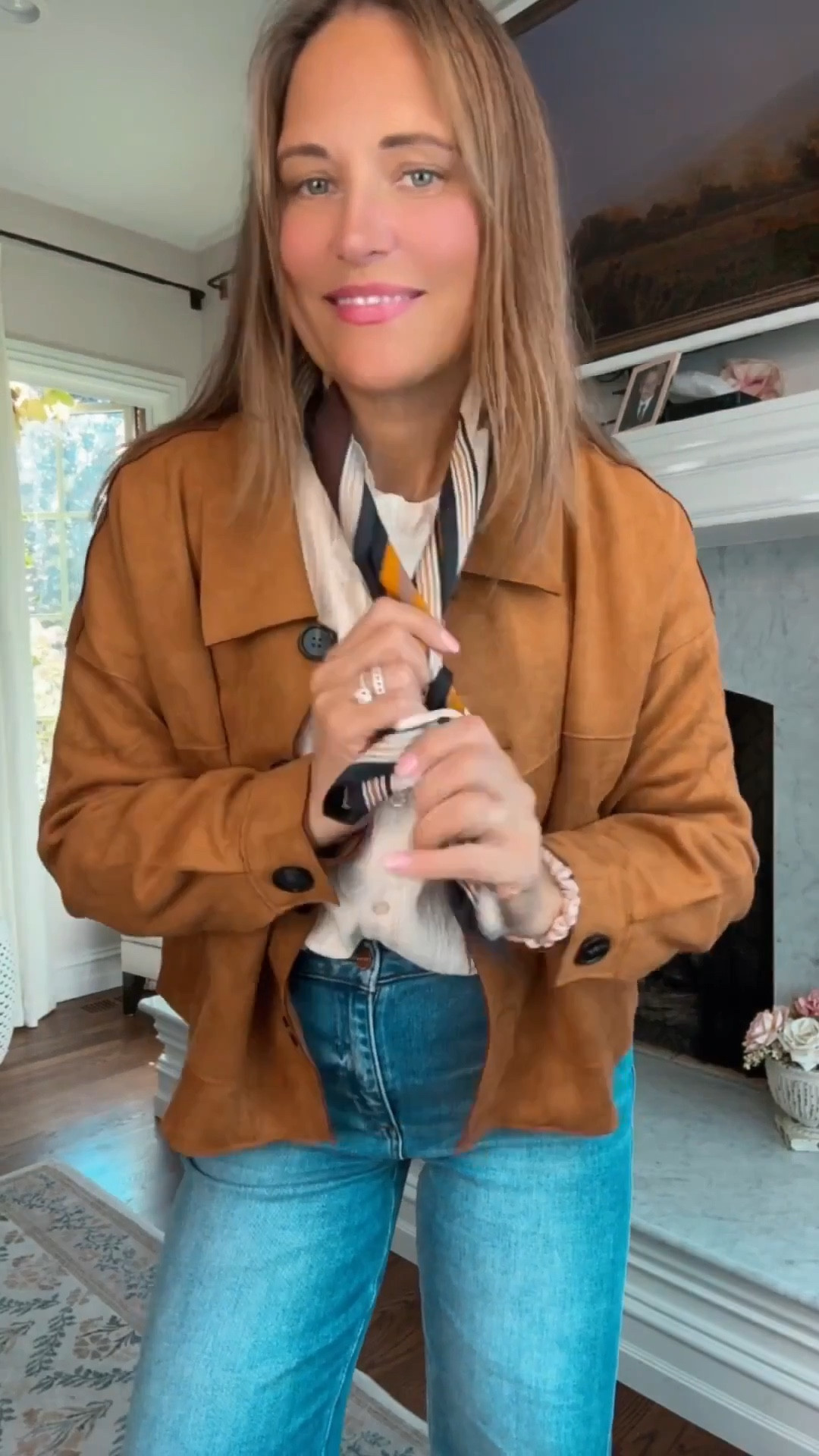 Putting together the perfect fall outfit with budget-friendly Amazon finds. A soft, fully lined jacket, a great look-for-less ruffle top, and a 100% mulberry silk scarf under $20. You’ll reach for these all season.

#LTKSeasonal #LTKMidsize #LTKOver40