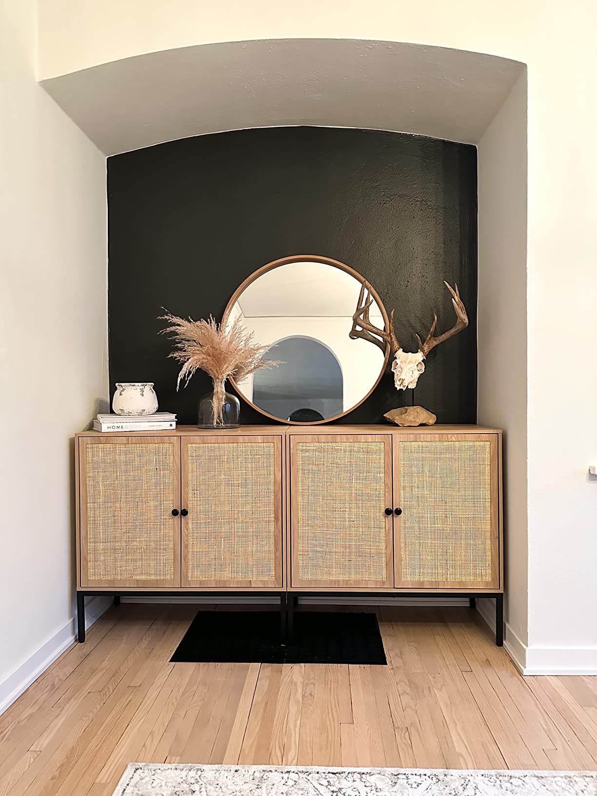 Yechen Set of 2 Sideboard Storage Cabinet with Handmade Natural Rattan Doors, Accent Cabinet Ratt... | Amazon (US)