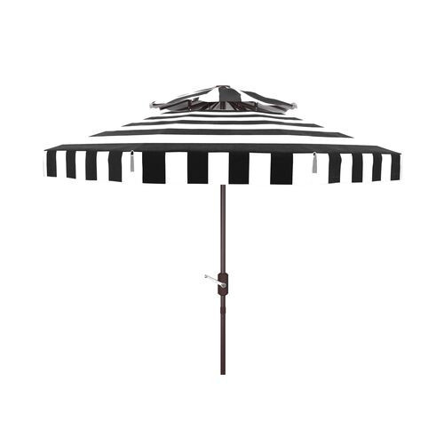 Rita Double Top Outdoor Stripe Patio Umbrella - Black | One Kings Lane