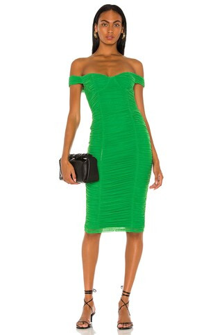 MAJORELLE Tabitha Midi Dress in Kelly Green from Revolve.com | Revolve Clothing (Global)