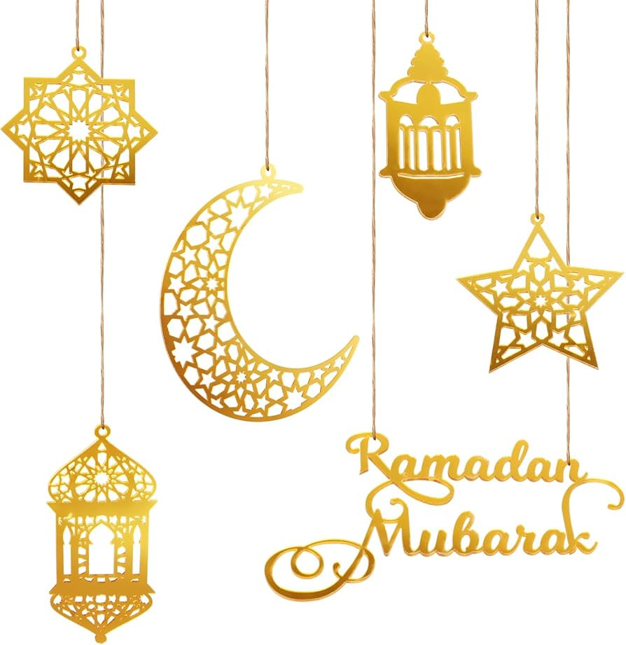 6pcs Ramadan Ornaments, Acrylic Ramadan Kareem Decoration Eid Mubarak Pendant Wind Light Moon Sta... | Amazon (CA)