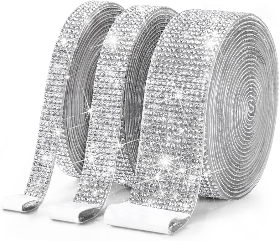 3 Rolls 9 Yards Self Adhesive Crystal Rhinestone Diamond Ribbon - Bling Diamond Stickers Wrap Rol... | Amazon (US)