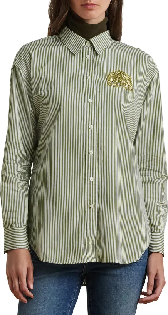 Lauren Ralph Lauren Stripe Cotton Button-Up Shirt | Nordstromrack | Nordstrom Rack