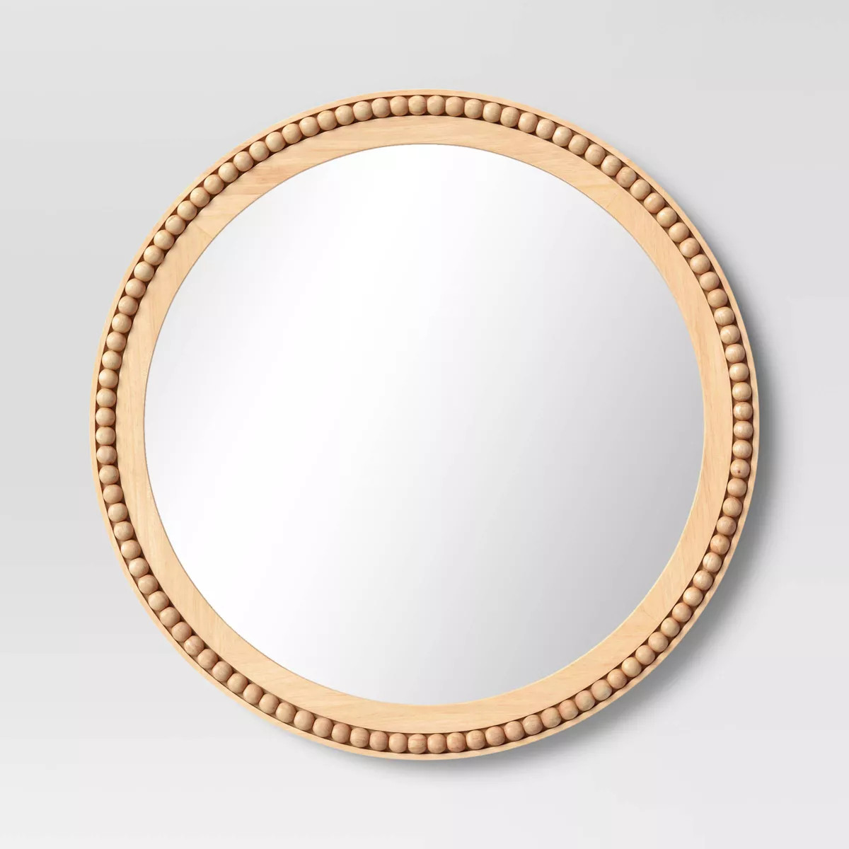 28" Dia Round Wooden Beaded Wall Mirror Natural - Threshold™ | Target