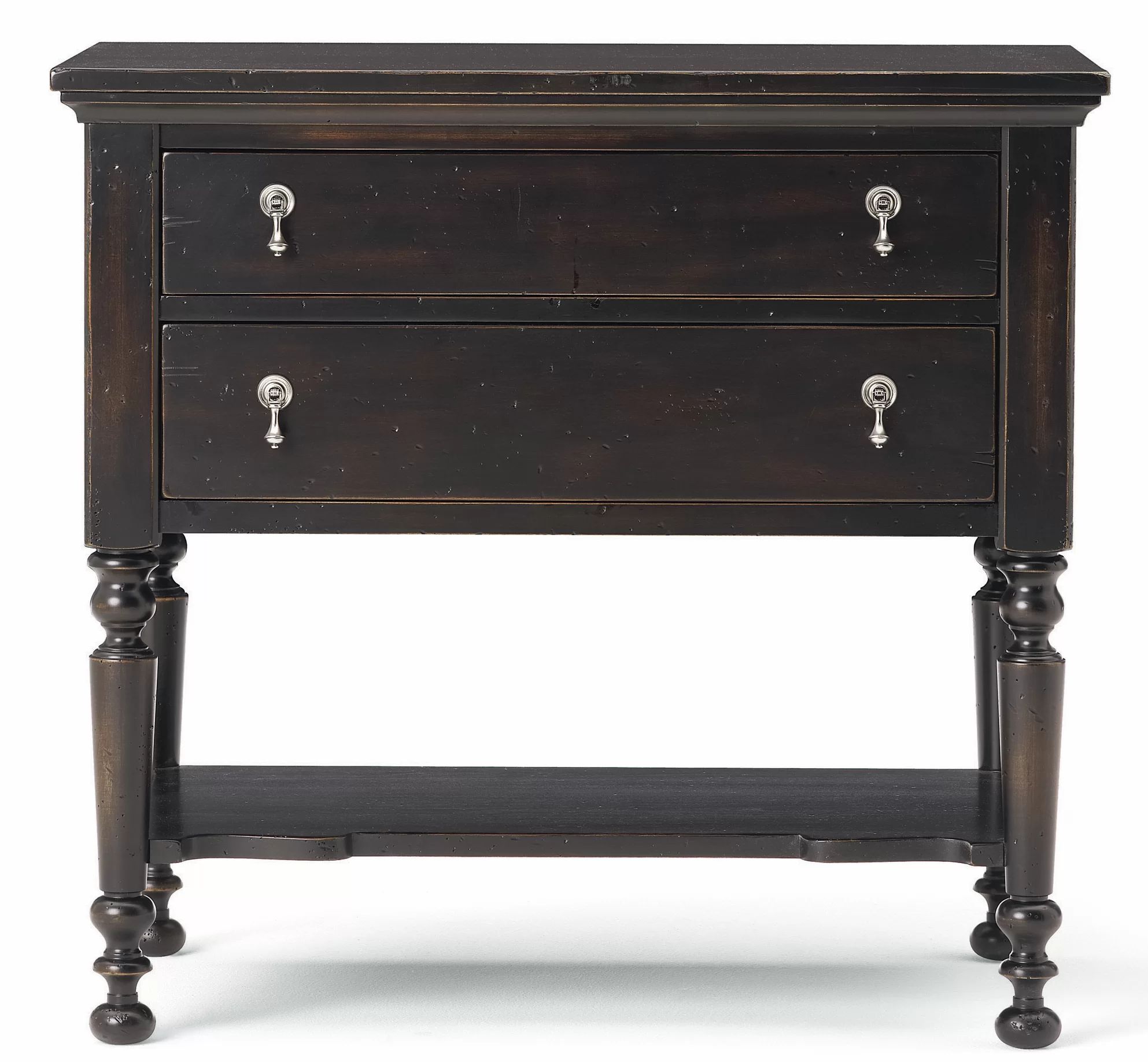 Hickory White 2 - Drawer Solid Wood Nightstand in Ebony | Wayfair | Wayfair North America