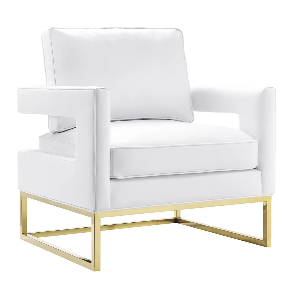 Avery Gold Base White Leather Accent Chair by TOV Furniture | Walmart (US)