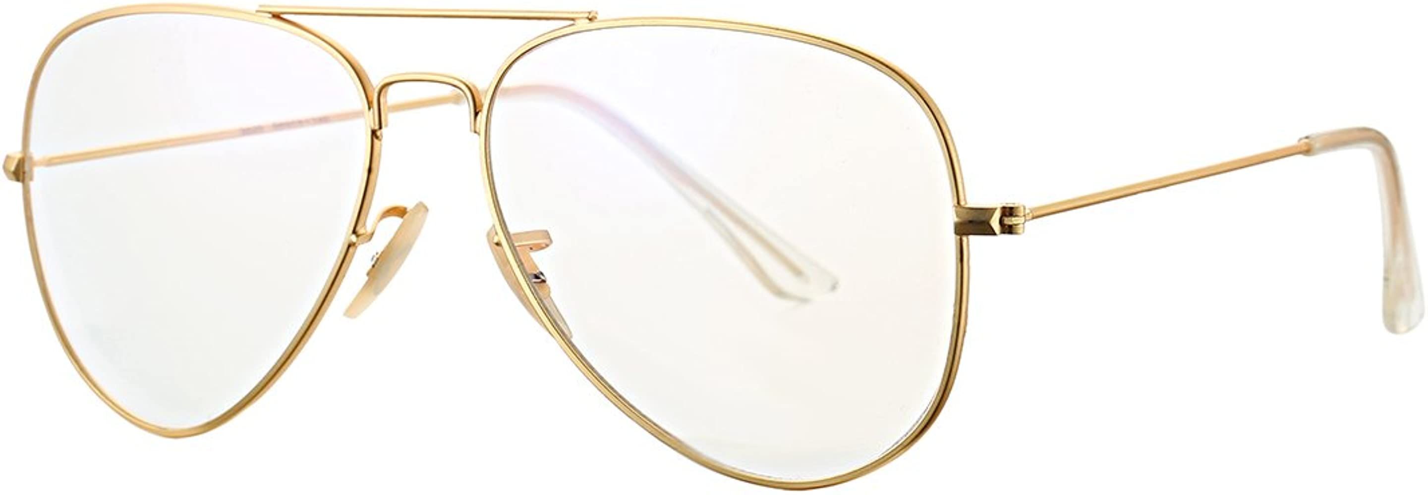 COASION Classic Non prescription Aviator Glasses Clear Lens Metal Frame Eyewear for Men Women | Amazon (US)