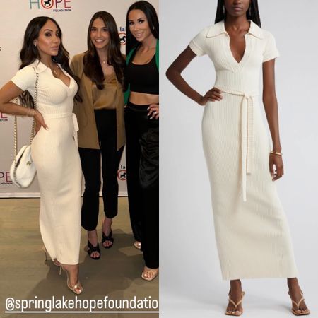 Melissa Gorga’s Cream Short Sleeve Sweater Dress 📸= @melissagorga