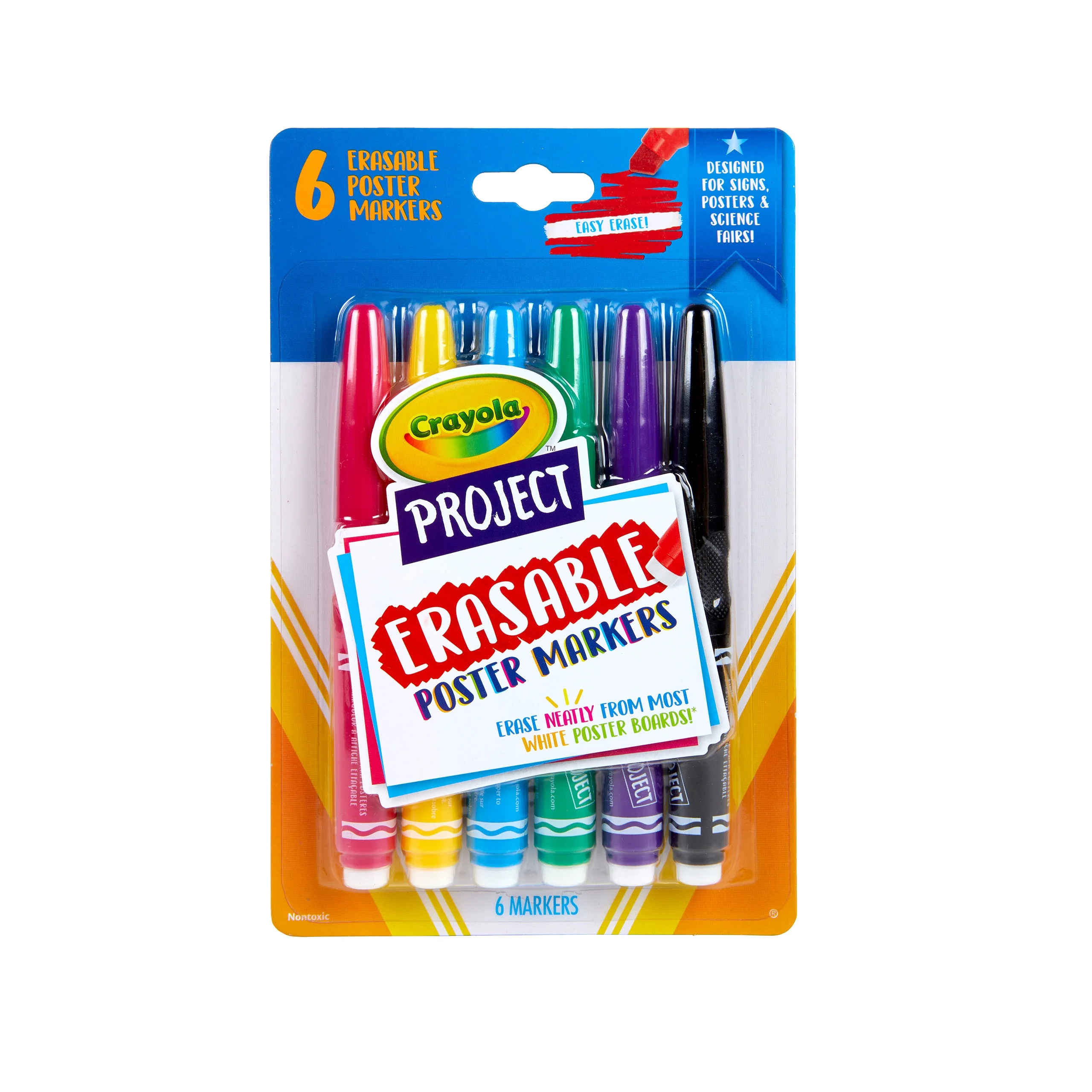 Crayola Erasable Poster Markers, Poster Board Markers, Teacher Gift, School Supplies for Teens, 6... | Walmart (US)