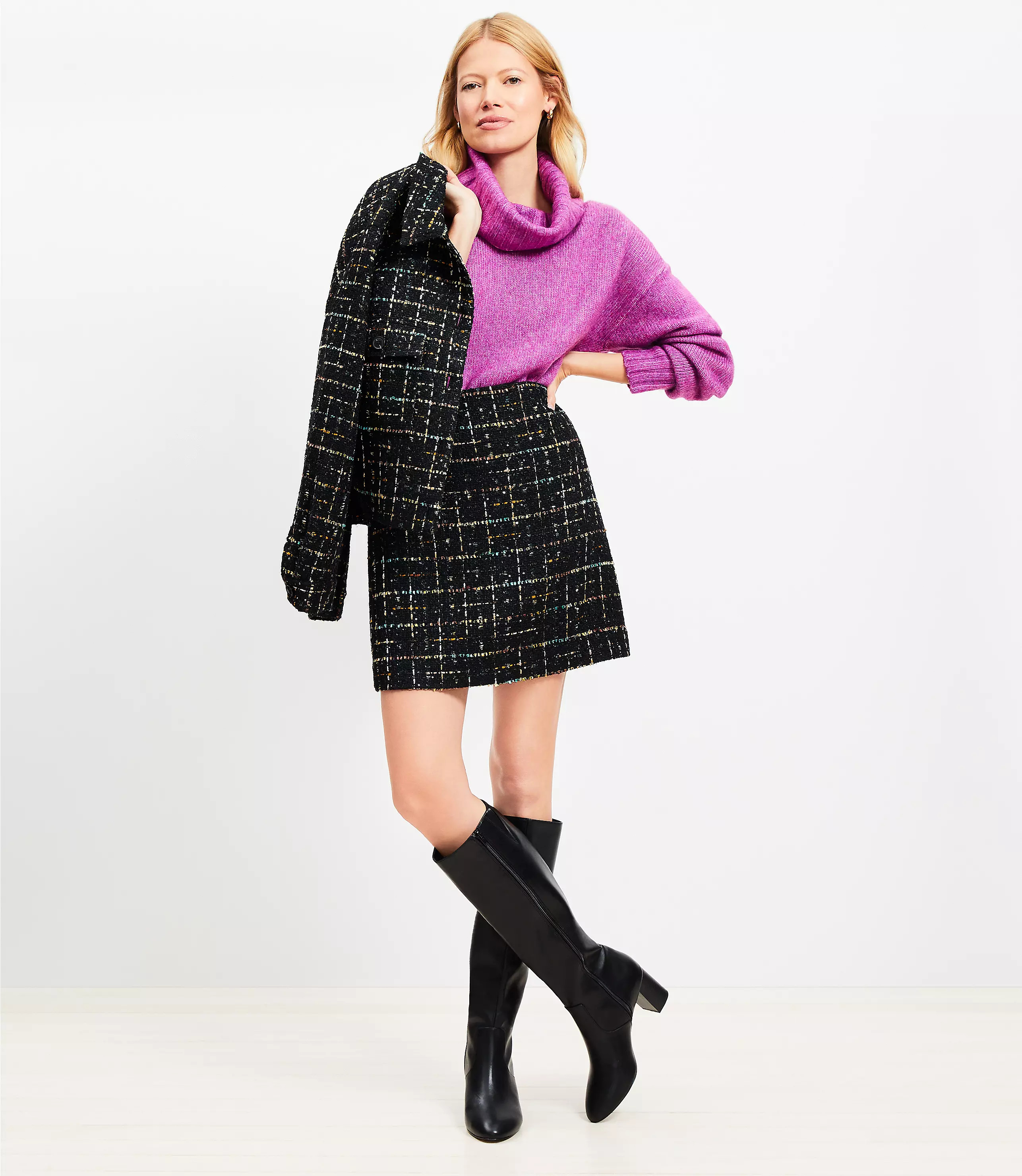 Sequin Tweed Mini Skirt | LOFT