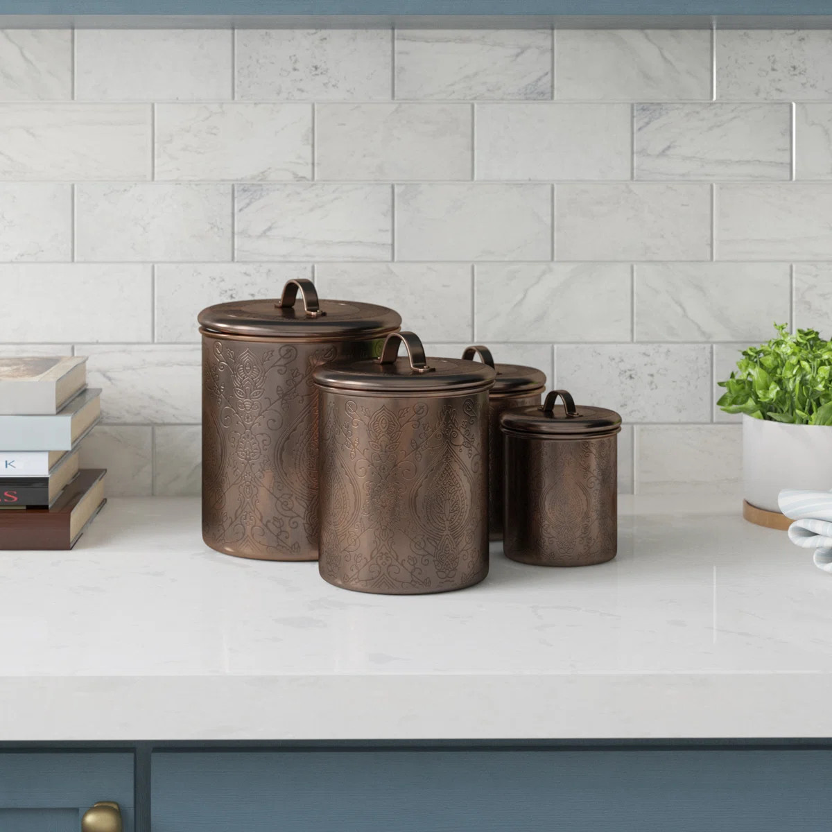 Set Of 4 Canisters Metal Canister - Set of 4 | Wayfair North America