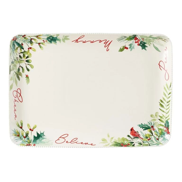 Better Homes & Gardens Winter Botanicals Round Earthenware Serving Platter, 19.7” | Walmart (US)