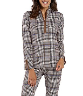 Jude Connally Aspen Glen Plaid Jude Cloth High Neck Long Sleeve Quarter Zip Top | Dillard's | Dillard's
