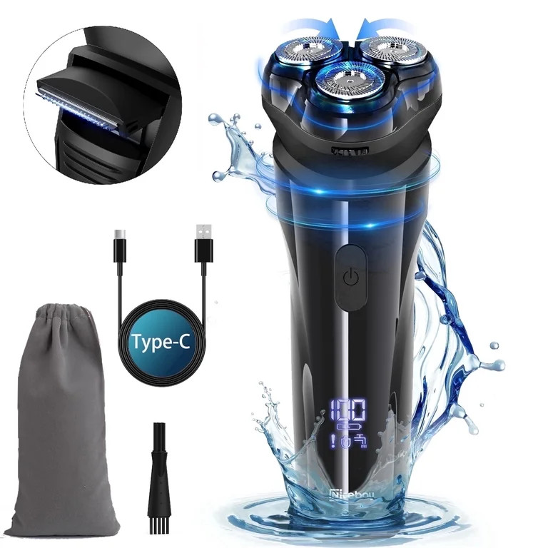 Nicebay Electric Razor, Electric Shavers for Men, Wet/Dry Shaver LED Display/Travel Lock/Type C/I... | Walmart (US)