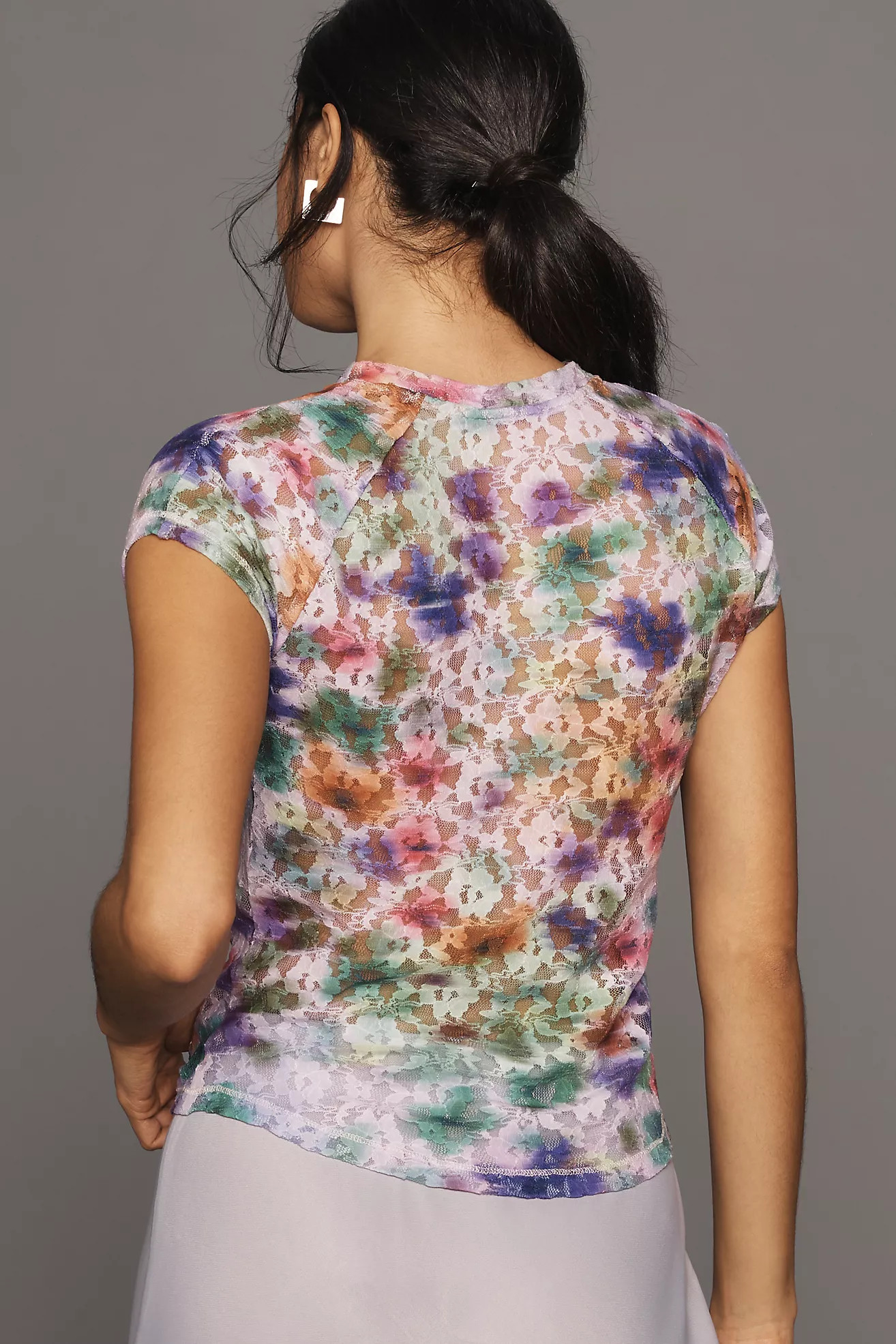 Pilcro Short-Sleeve Mock-Neck Lace Top | Anthropologie (US)