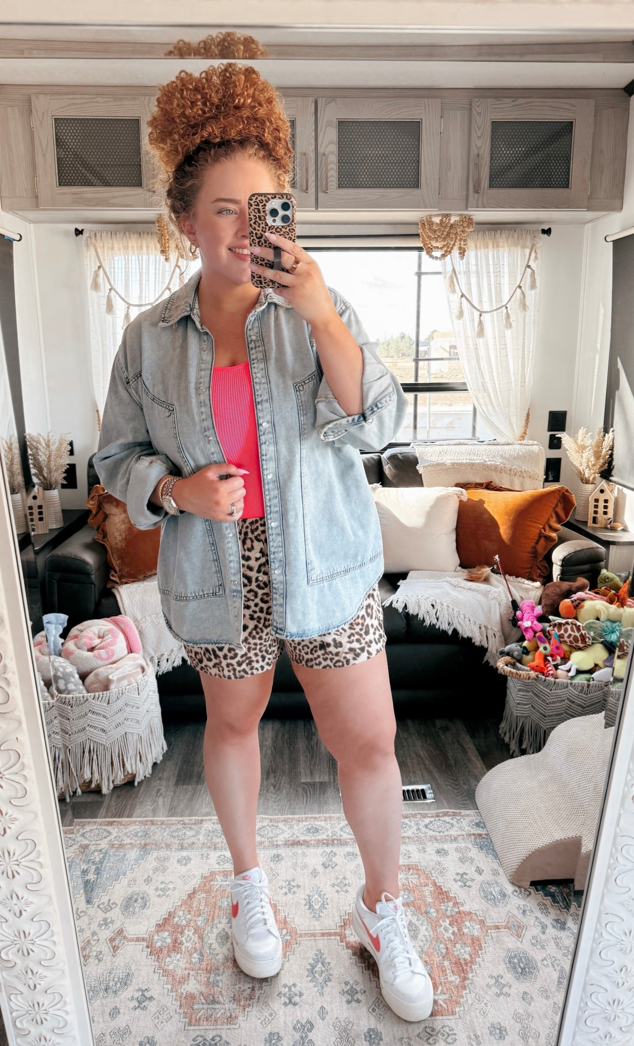 Casual spring vibes 🌸 Comfy, fun, and perfect for running errands, brunch, or weekend adventures. Love how this look is easy to throw together and still feels stylish🐆✨ casual spring outfit | spring outfit | spring fashion | weekend outfit | running errands outfit | brunch outfit | casual weekend outfit | comfy spring outfit | oversized denim jacket | denim shacket outfit | hot pink tank top | pink tank top outfit | leopard boxer shorts | camo shorts outfit | white nikes outfit | nikes outfit | amazon spring outfit | amazon fashion | casual spring style | spring layering outfit | spring casual look | spring weekend style | comfy weekend outfit | relaxed spring outfit | spring wardrobe

#LTKSaleAlert #LTKSpringSale #LTKootd