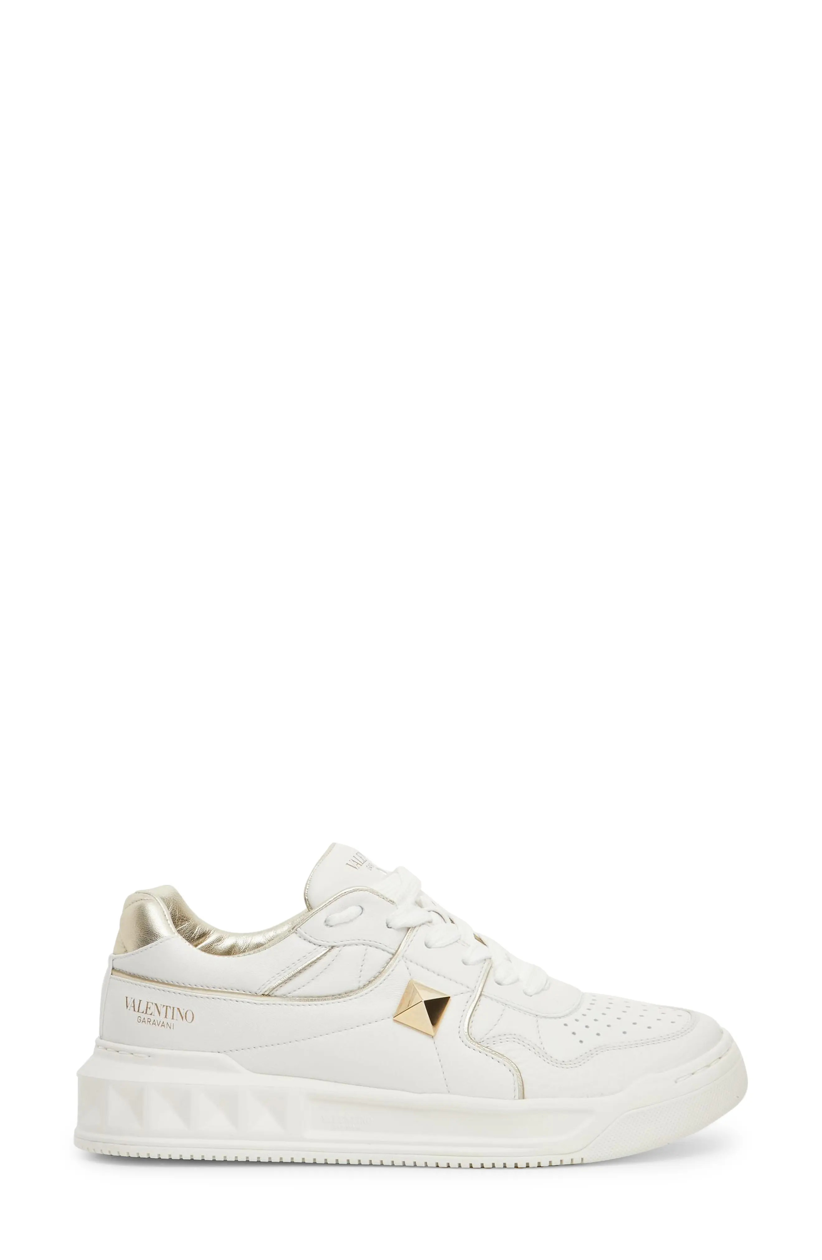 Valentino Garavani Roman Stud Low Top Sneaker in Bianco at Nordstrom, Size 7.5Us | Nordstrom