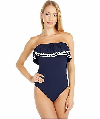 NEW J. CREW NAVY BLUE RUFFLE BANDEAU ONE PIECE SWIMSUIT WITH RICKRACK SZ 6 | eBay US