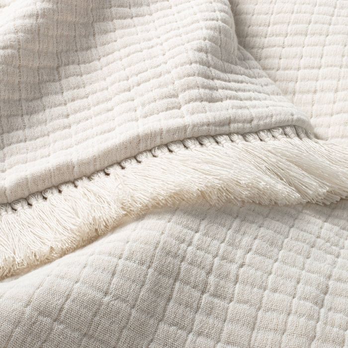Textured Fringe Coverlet Sour Cream - Hearth & Hand™ with Magnolia | Target