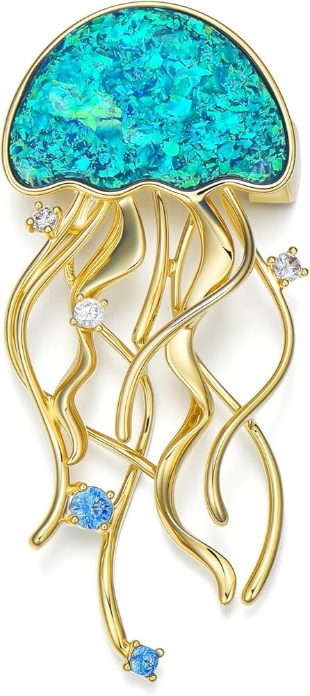 Ocean Animal Theme Brooches for Women Rhinestone Brooch Pin 14K Gold-plated Lapel Pin Christmas B... | Amazon (US)
