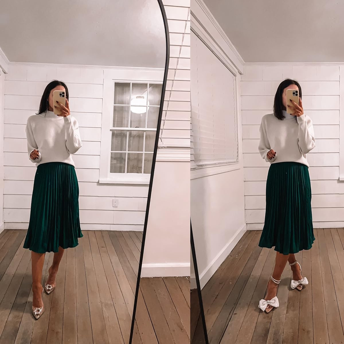 Holiday outfit- sweater in S, skirt in XS, heels true to size
 

 #LTKHoliday #LTKPetite #LTKFindsUnder50