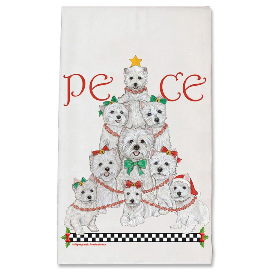 West Highland Terrier Westie Dog Peace Tree Christmas Kitchen Towel Holiday Pet Gifts DTC564 - Et... | Etsy (US)