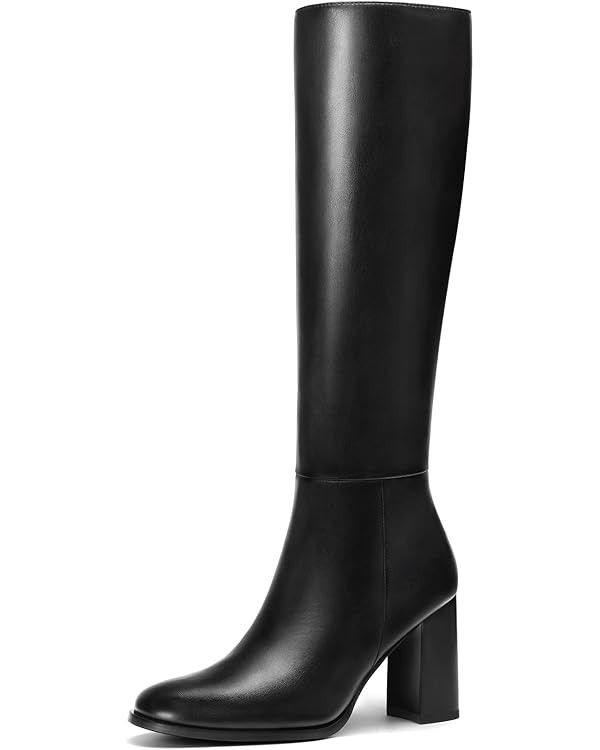 Lumeheel Knee High Boots for Women - Round Toe Chunky Heel Gogo Boots with Side Zip Women's Fashi... | Amazon (US)