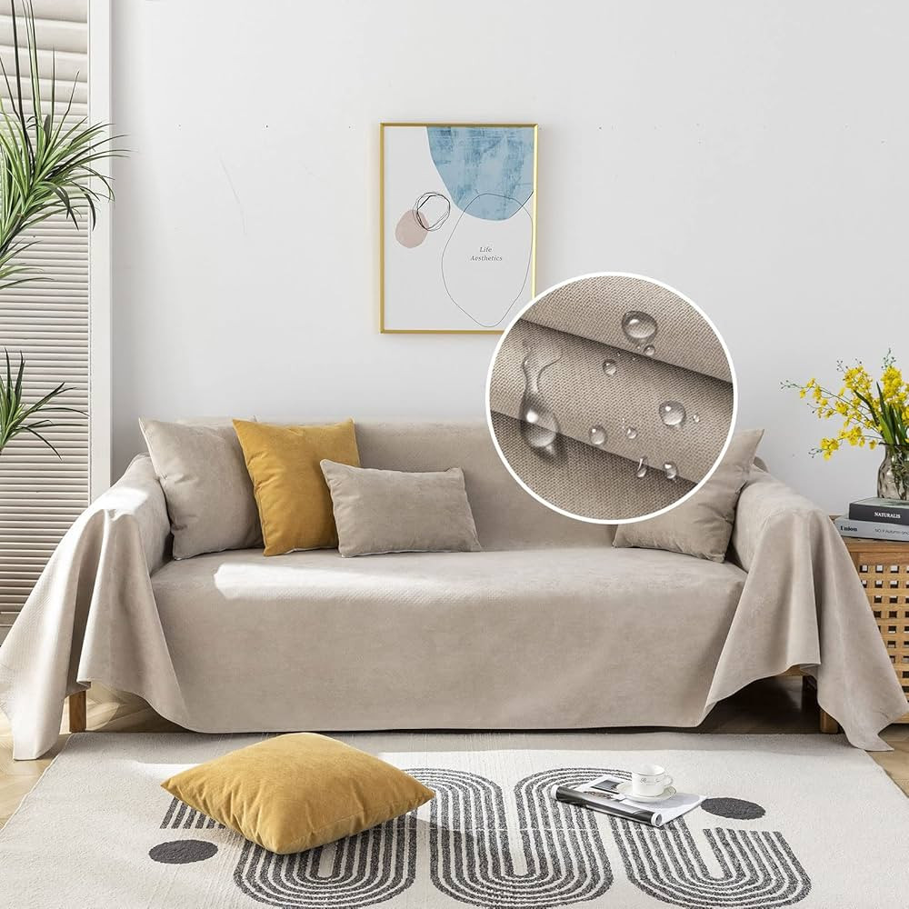 STACYPIK 100% Waterproof Beige Couch Cover Non-Slip Water Resistant Sofa Cover for Dog Outdoor Le... | Amazon (US)