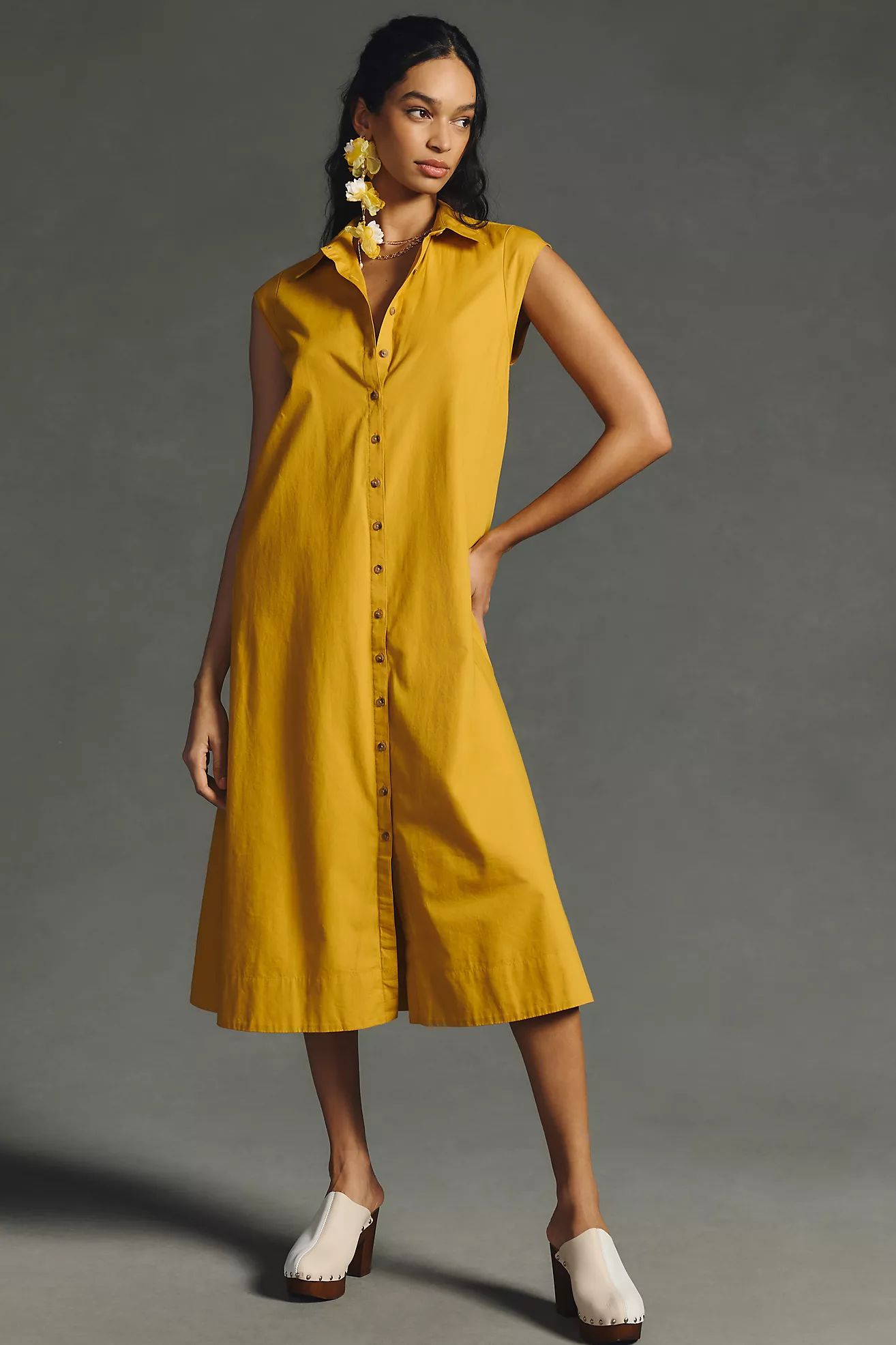 By Anthropologie Cap-Sleeve Shirt Dress | Anthropologie (US)