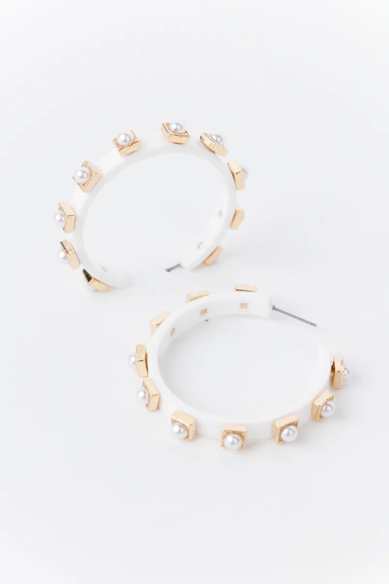 Madison Earrings- White | Avara