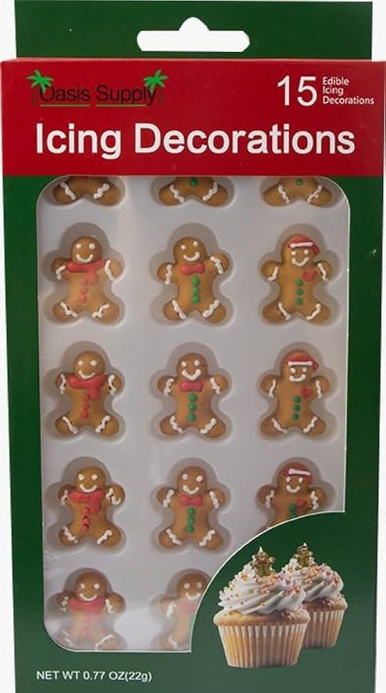 Christmas Holidays Edible Cake Decorations - Candy or Cupcake Topper - 15 Count Gingerbread Man A... | Amazon (US)