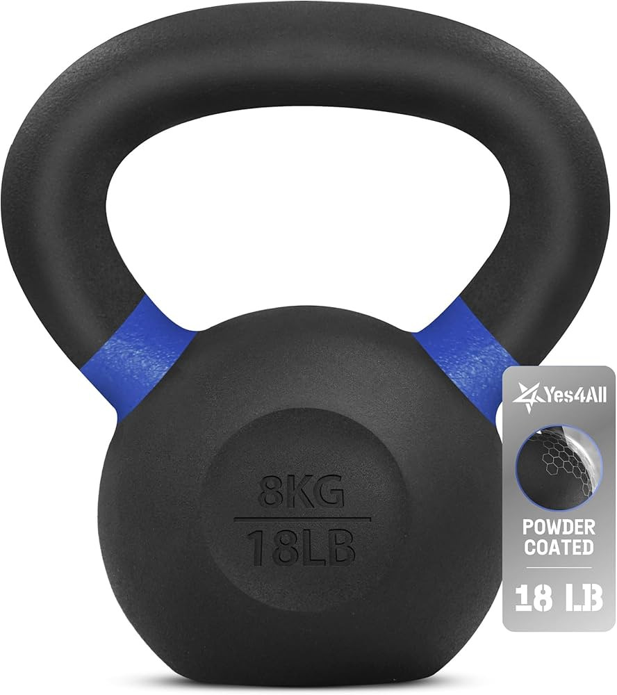 Yes4All Powder Coated Cast Iron Kettlebell Strength Training Kettlebells Weight Set for Full Body... | Amazon (US)