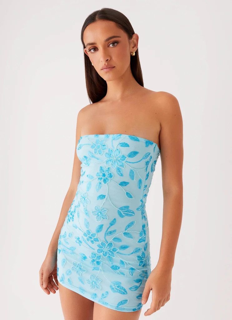 Moorey Beaded Mini Dress - Blue | Peppermayo (Global)