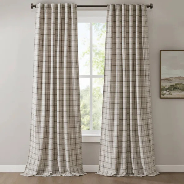 Anaheim Woven Plaid Room Darkening Thermal Fleece Lined Single Curtain Panel | Wayfair North America