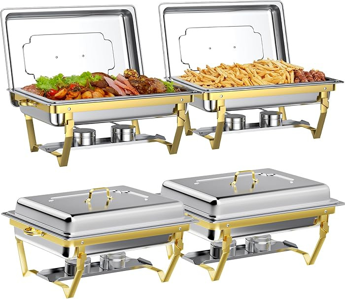 Chafing Dishes for Buffet Set: Chafers for Catering - Chafing Dish Buffet Set with Lids | Chafers... | Amazon (US)