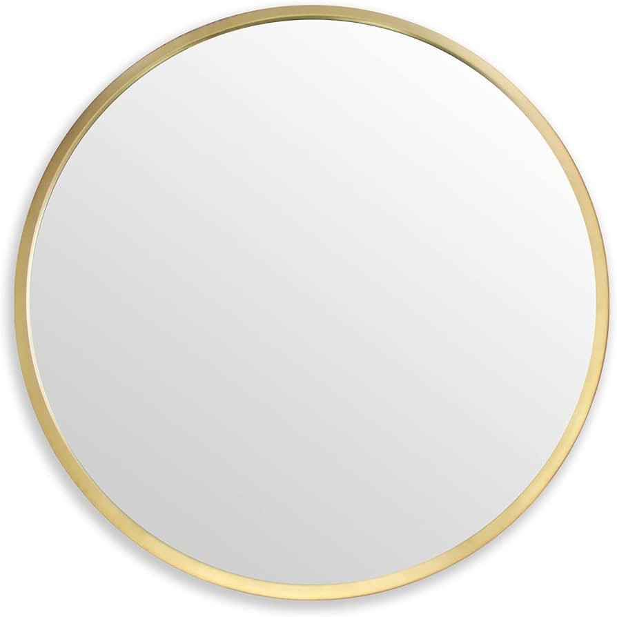 zenmag Round Wall Mirror, 24" Metal Framed Round Mirror, Large Bathroom Circle Mirror, Decorative... | Amazon (US)
