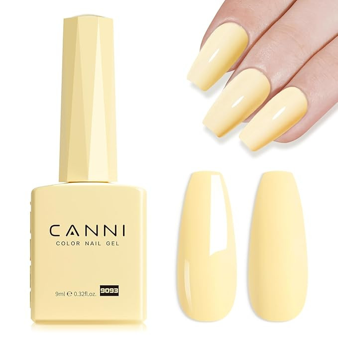 CANNI Pastel Yellow Gel Polish - 1Pcs High Gloss Soak Off U V Gel Nail Polish for French Nail Man... | Amazon (US)
