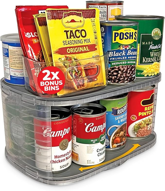 Mighty Susan Kitchen Organizer for Canned Goods: 2-Tiered Robust Turntable Organizer for Cabinet/... | Amazon (US)