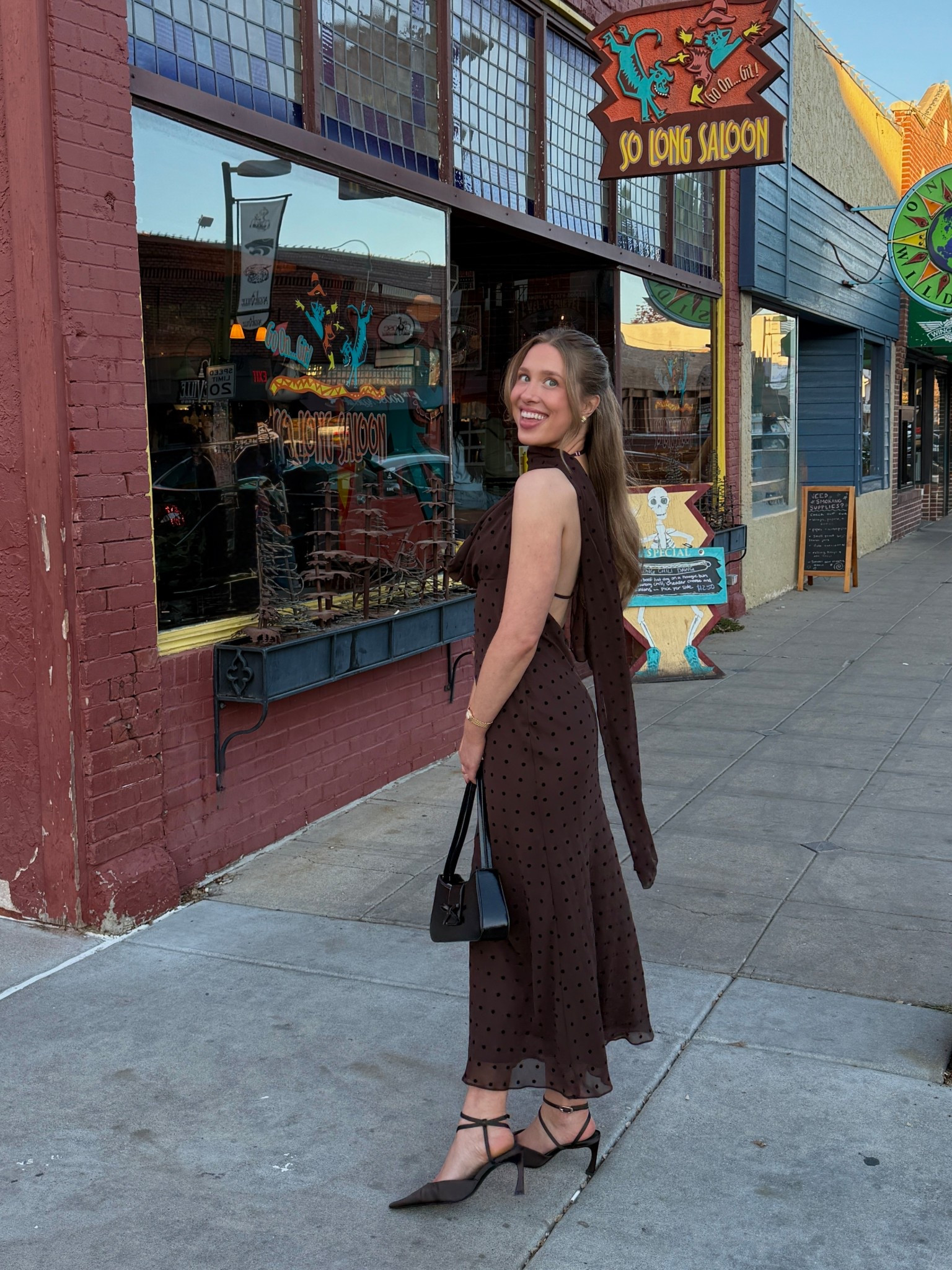 My dress is from Zara, so I can’t link it 😞 Just search “Polka dot scarf maxi dress” on their site & it should come up! I’m 5’7” wearing a size S
H&M pointed satin heels - tts 
Amazon black purse & gold watch
Anthropologie earrings
I also linked the fashion tape I used to keep the neckline from showing the girls 🤪

#LTKWedding #LTKootd #LTKFindsUnder100