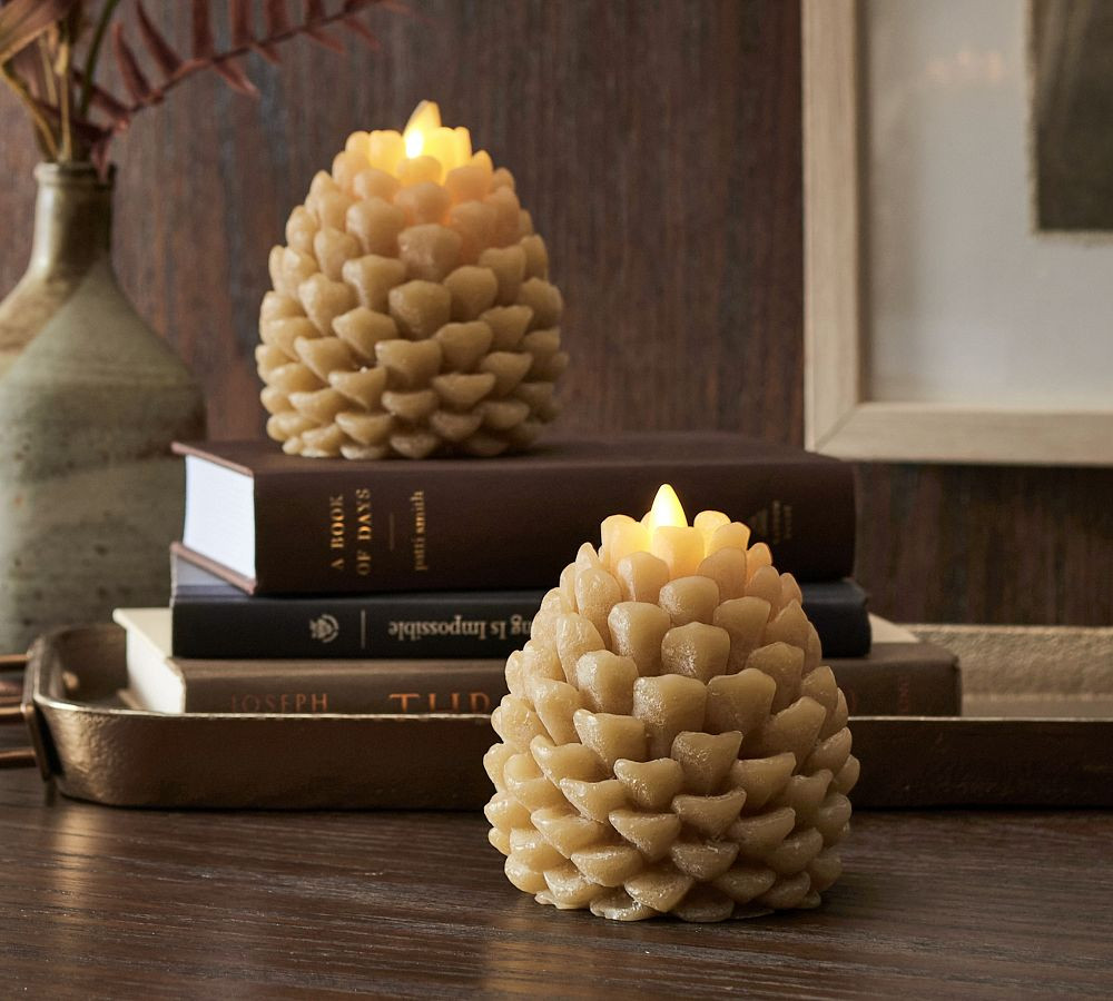 Premium Flickering Flameless Wax Pinecone Candle | Pottery Barn (US)