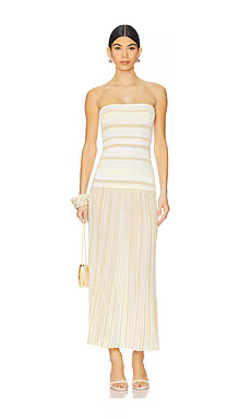 FAITHFULL THE BRAND Citara Strapless Dress in Butter Stripe from Revolve.com | Revolve Clothing (Global)