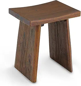 StrongTek Teak Shower Stool for Bathroom, 18-Inch Solid Teak Wood Bath Seat Bench with Curved Sea... | Amazon (US)