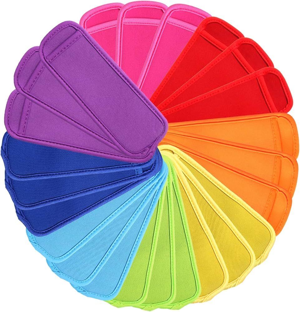 24 Pack Reusable Popsicle Bags Ice Pop Sleeves Antifreezing Sleeves,8 Colors | Amazon (US)