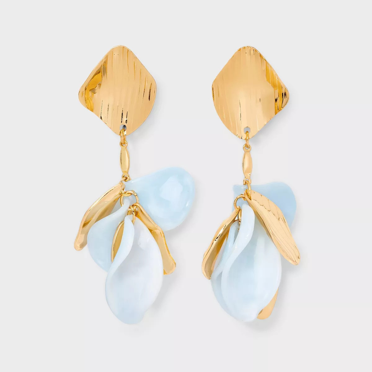 Linear Petal Earrings - A New Day™ Blue/Gold | Target